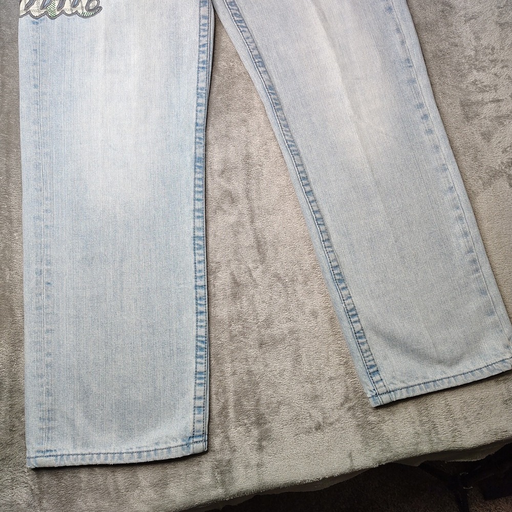 Ecko Unltd Jeans Mens 34x32 Blue Baggy Loose Fit Y2K Skater Embroidered Wide Leg - Picture 7 of 16